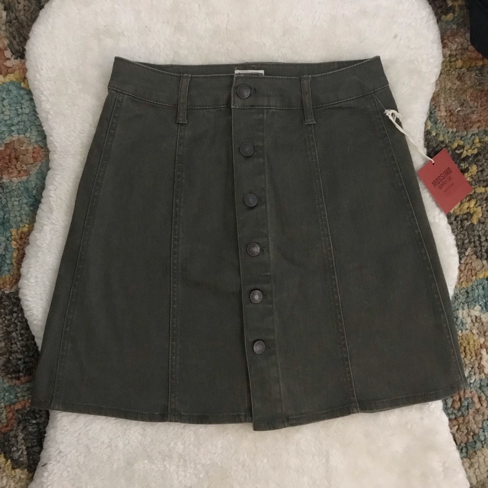 NEW olive green A-line Denim Mini Skirt 2